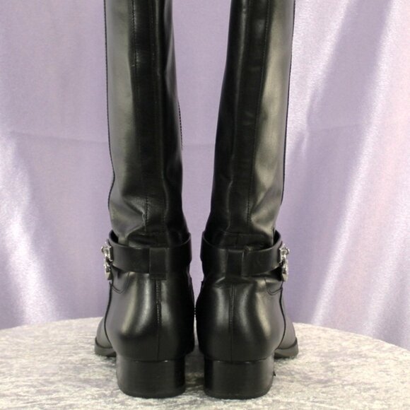 Michael Kors Ryan knee-high riding boots in classic black leather, size 7.5 - Picture 5 of 8
